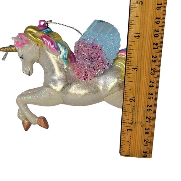 2017 Glass Unicorn Ornament Multicolor Wings Christmas Decoration - Picture 9 of 14